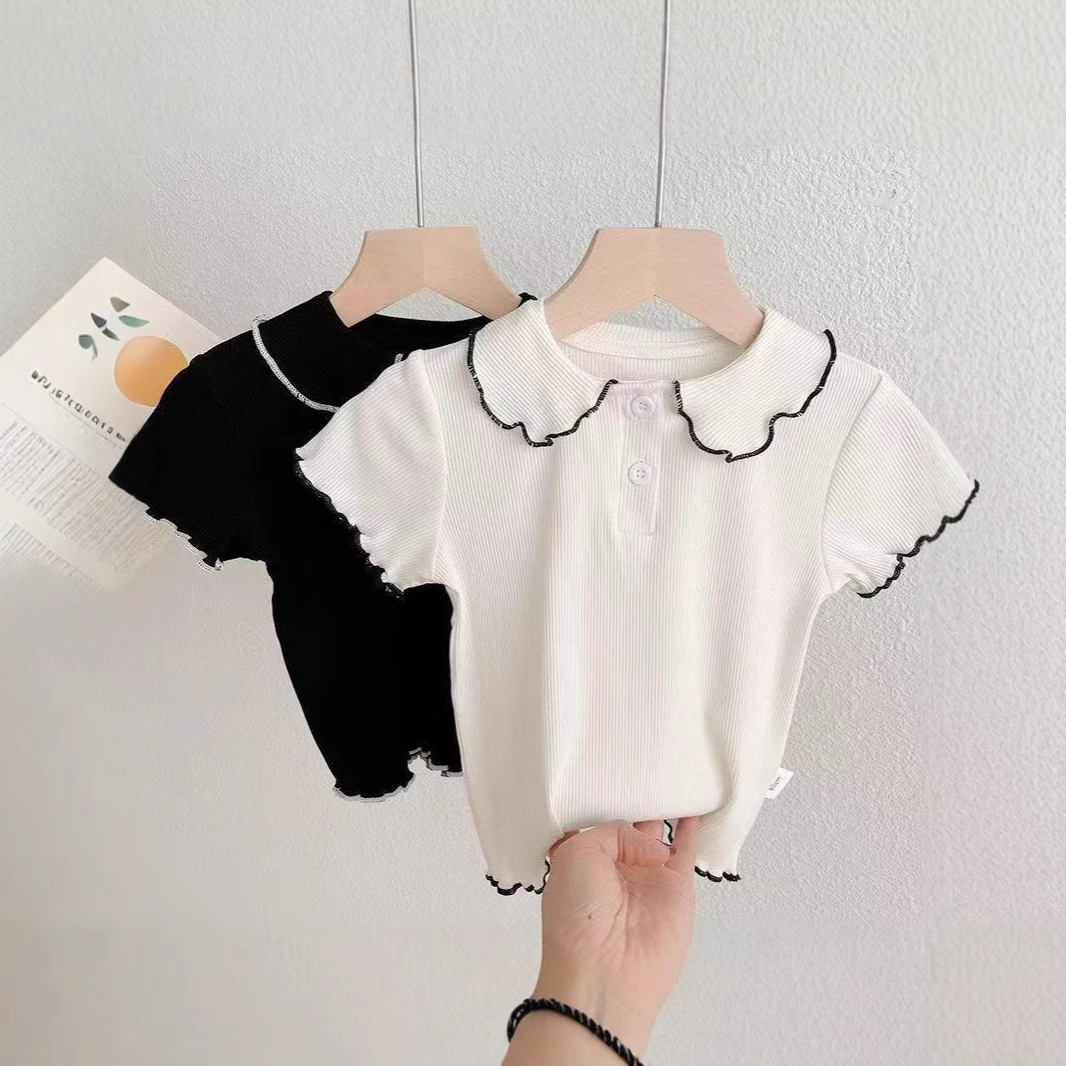 Thin doll, children's T-shirt, body-friendly underwear, with short sleeve, doll collar