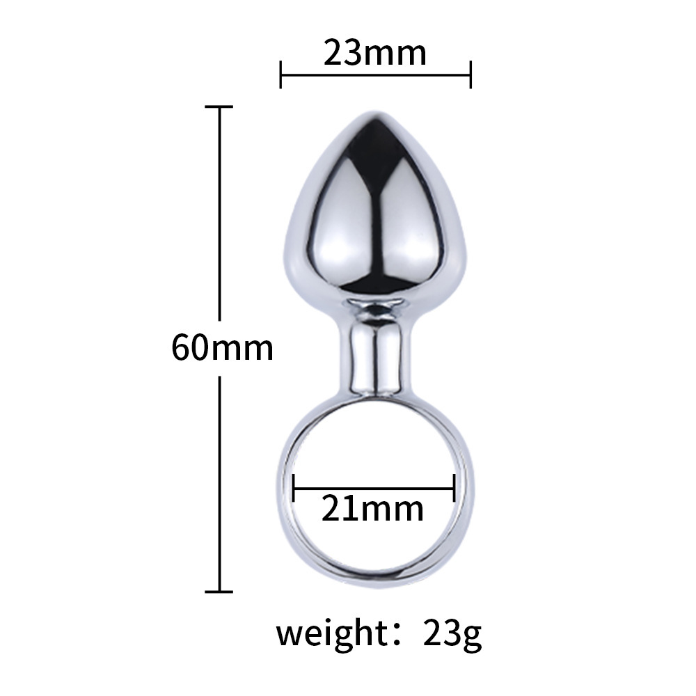 Metal Hand-Pulled Anal Plug, Silver Steel Beads, 6 cm Regular Size — detail image 4
