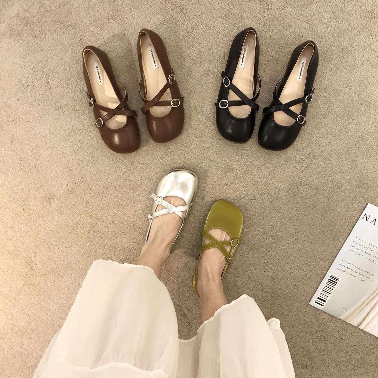 Women's Soft-soled Single-layer Shoes 2023 New Korean-style Round-head Late Evening Style Gentle Fairy Flat-soled Mary Jane Shoes Women's Ins