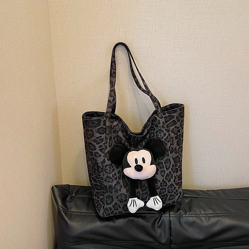 Autumn and Winter Large-Capacity Suede Bag for Women 2025 New Popular Leopard Print Shoulder Bag Casual Commuter Tote Bag