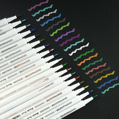 GM3020BR Master Paint Brush 18-Color Set, Black Card Album Colored Doodle Markers Water-Based Pens