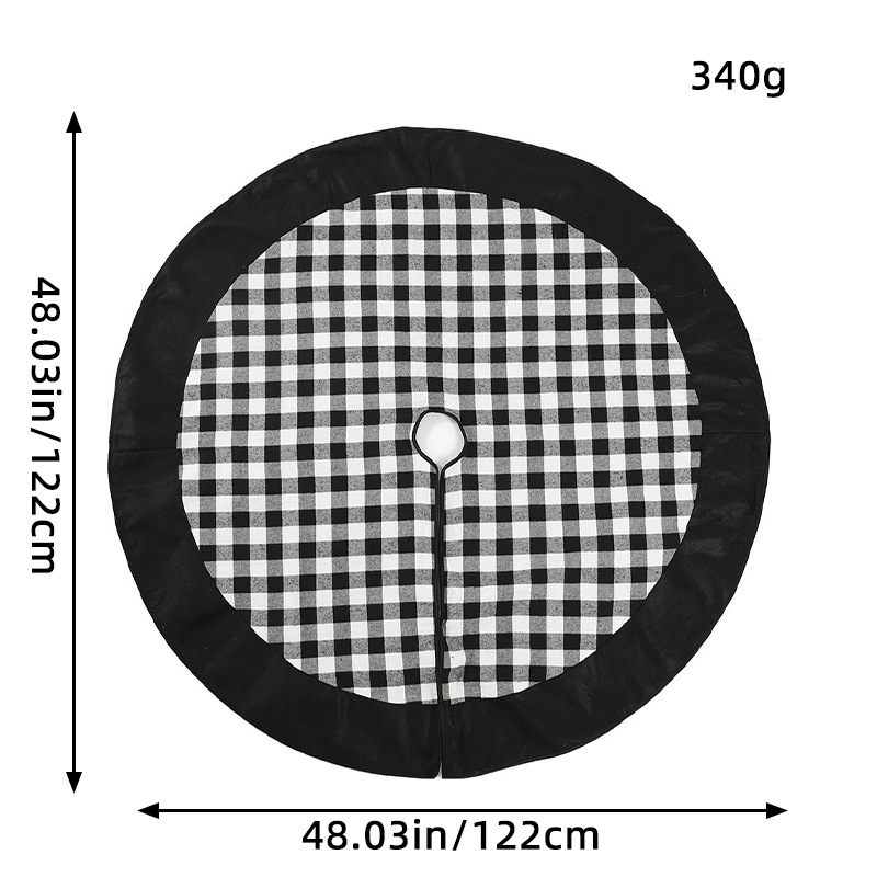 Falda Decorativa para Árbol de Navidad, Diseño Clásico a Cuadros con Papá Noel y Muñeco de Nieve, Alfombra para Árbol de Navidad, Venta al por Mayor