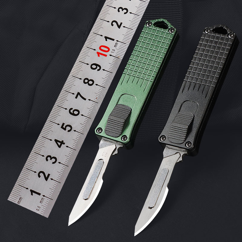 微技术迷你便携折叠户外伸缩小刀CNC航空铝合金口袋刀快递小刀