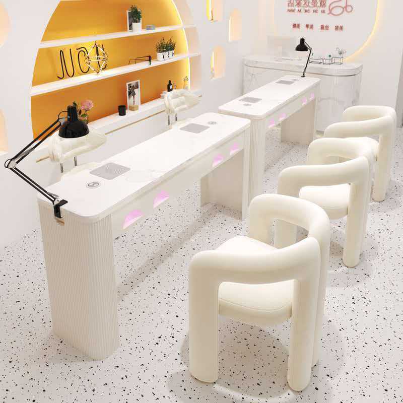 Cross-border cream-style manicure table and chair set, popular marble manicure table with vacuum cleaner, lamp, and socket
