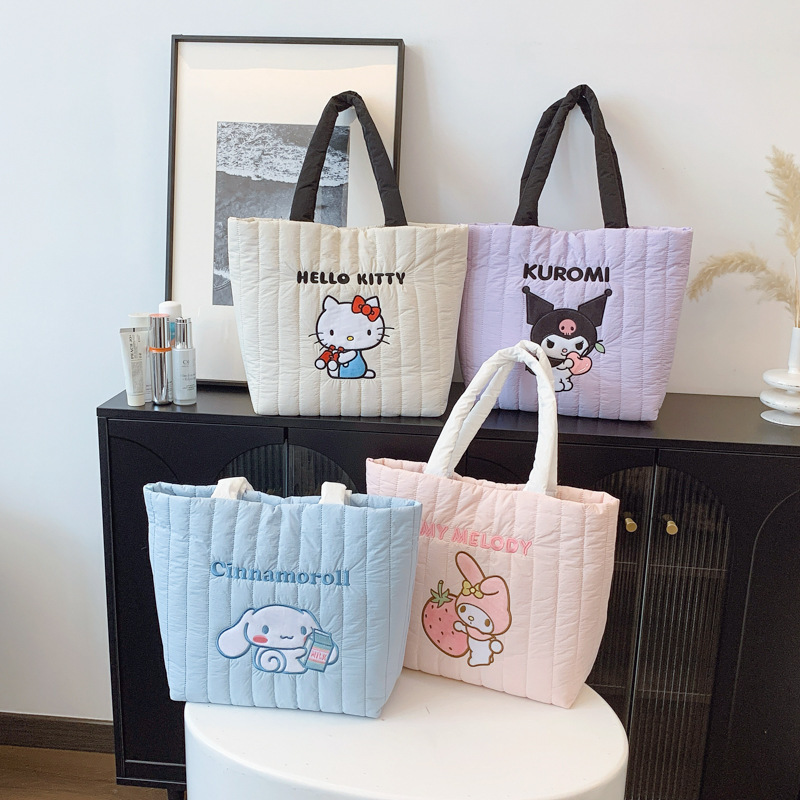 本物のサンリオかわいいダウン布新しいポータブルショルダー化粧品バッグトイレタリーバッグママバッグトートショッピングバッグ|undefined