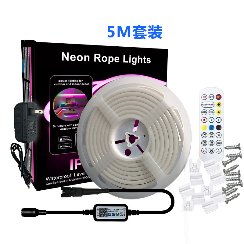 Tira de luz de neón de colores brillante caballo agua corriente Bluetooth música tira de luz al aire libre DIY impermeable tira de luz de silicona flexible