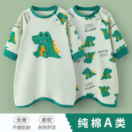 婴儿睡袍防踢春秋男女儿童睡衣连体衣纯棉长袖睡袋家居服可爱风