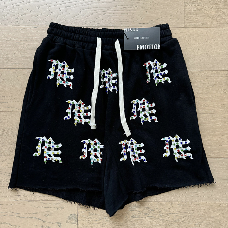 Tarjeta de marca de moda americana impresión de diamante caliente pareja de moda adolescente de verano chaqueta de manga corta camiseta