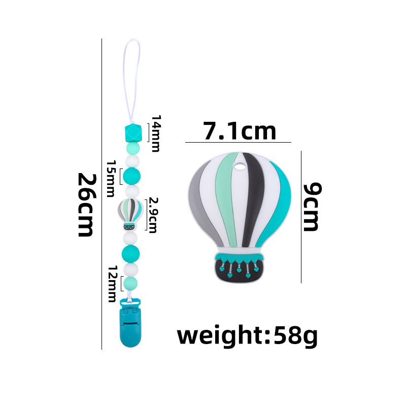 Bebé color de dibujos animados globo de aire caliente de silicona teether palo pezón anti-caída de la cadena de juguete teether traje