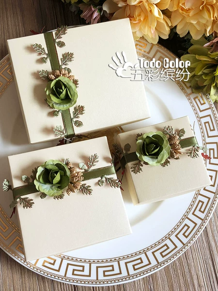 Zeli Forest-themed wedding candy boxes, no folding required, small and fresh, creative design, empty boxes for wedding candies, green color