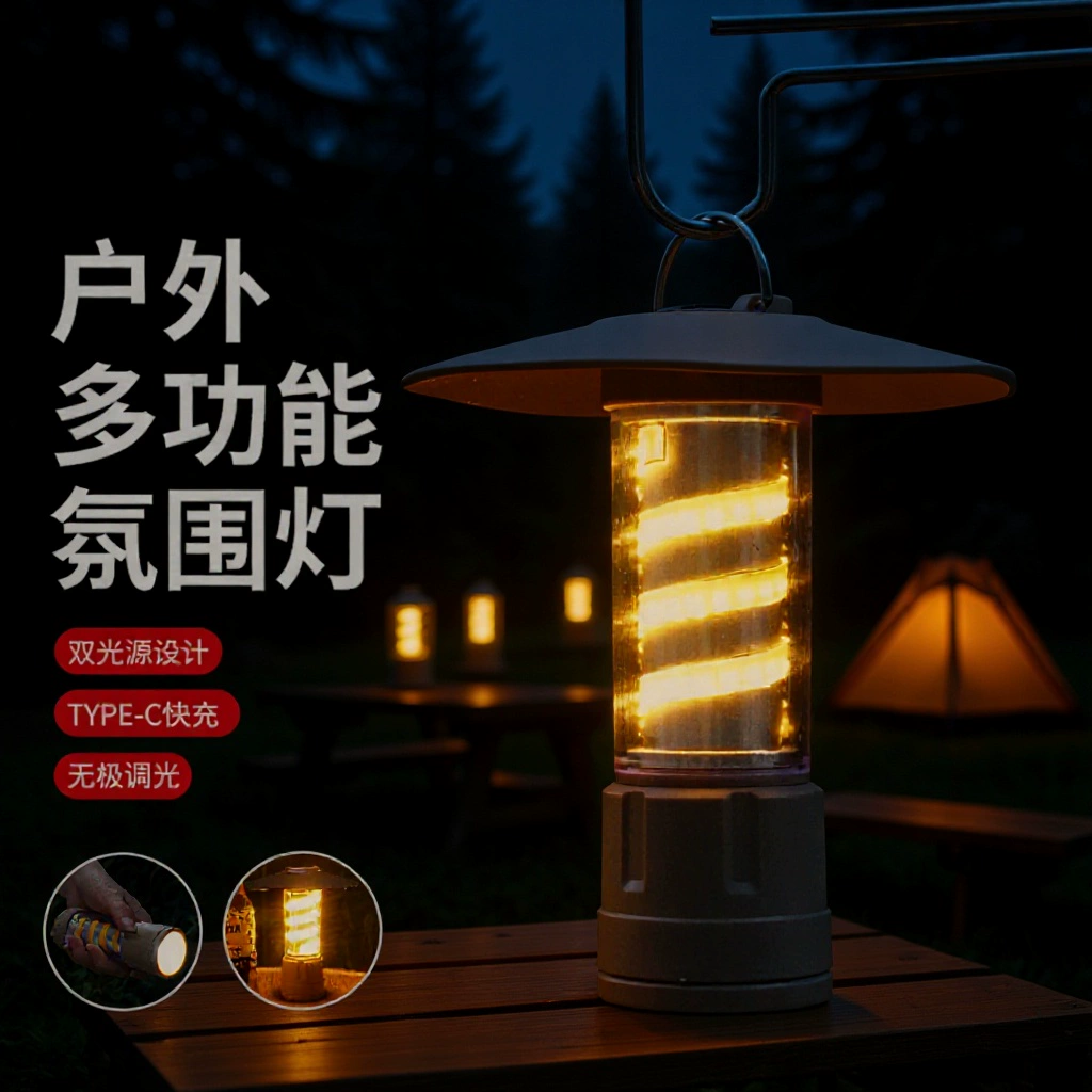 Трансграничный новый кемпинговая лампа наружное освещение фонарик портативный палатка лампа многофункциональный зарядный кемпинг атмосферный светильник
