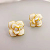 Brand white fashionable earrings, trend accessory, Japanese and Korean, flowered