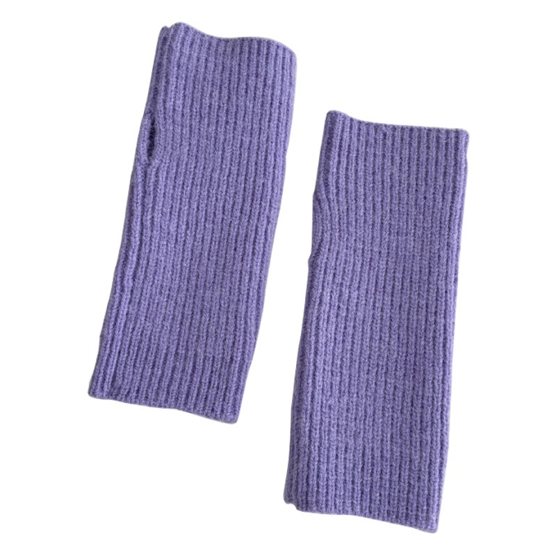 Guantes de medio dedo Otoño e Invierno de las mujeres de estilo coreano todo partido de punto cálido de lana a rayas verticales medio corte estudiante escritura guantes de montar