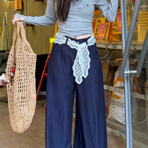 White Lace Edge Belt for Women, 2025 New Model Jeans Waist Cincher, Belt with Ribbon Accessories, Silk Scarf, Hairband