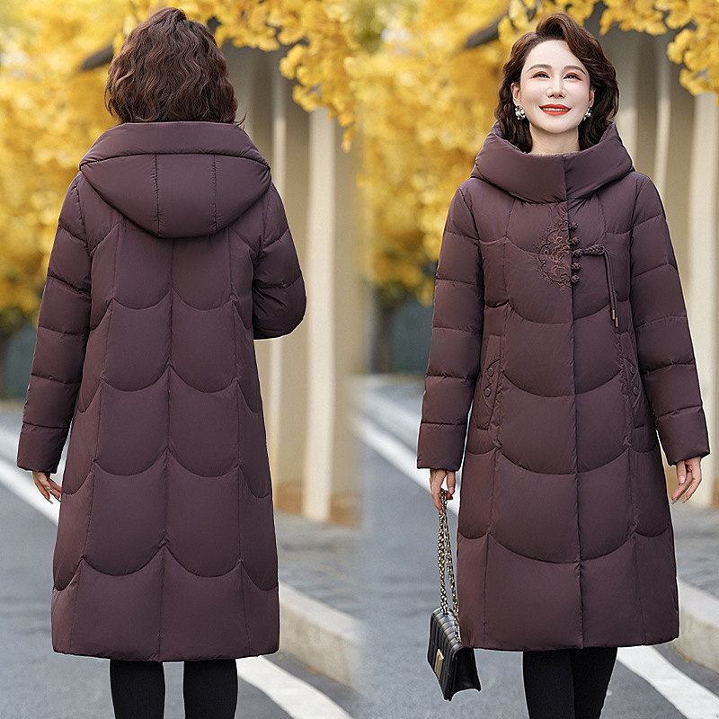 Counter Down Jacket Women 2024 New Middle-aged and Elderly Long Over-knee Thickened Guofeng Western Style Mother Winter Jacket