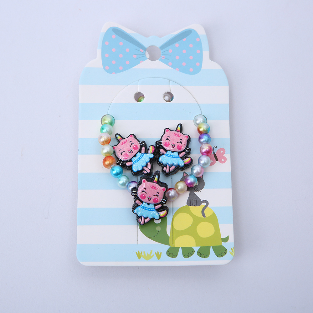 Cartoon Style Rainbow Butterfly Arylic Resin Handmade Girlu0027S Earrings Necklace 1 Set