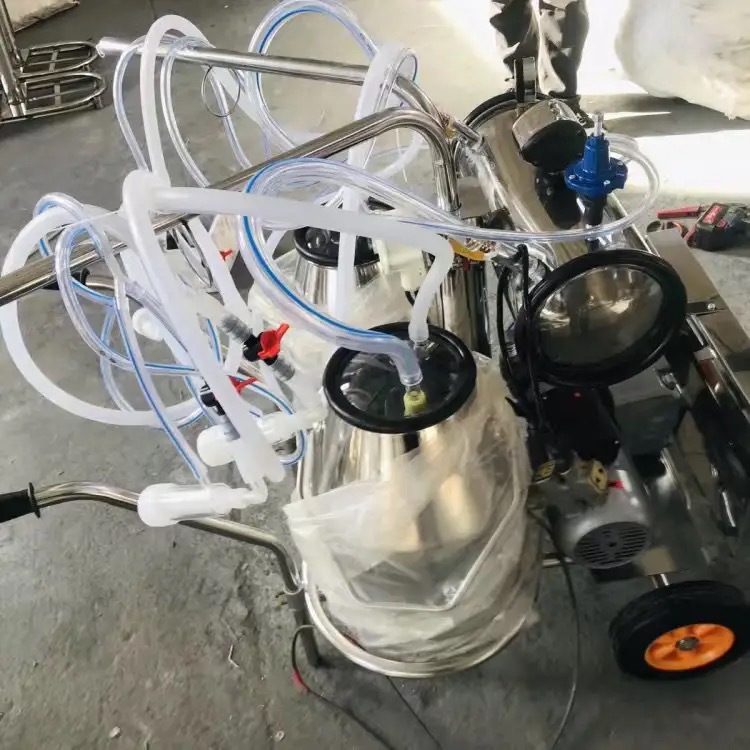Máquina de ordeño tipo bomba de vacío móvil tipo pistón de cuatro extremos máquina de ordeño de succión de leche equipo de cría para vacas, ovejas y camellos