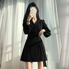 法式小众设计高级感西装连衣裙2025新款秋冬季气质长袖短裙子女装