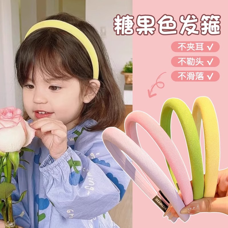 Diadema de pelo roto de color para niños de alta gama, diadema de horquilla para niña linda, diadema de presión superior de cabeza sin cabeza