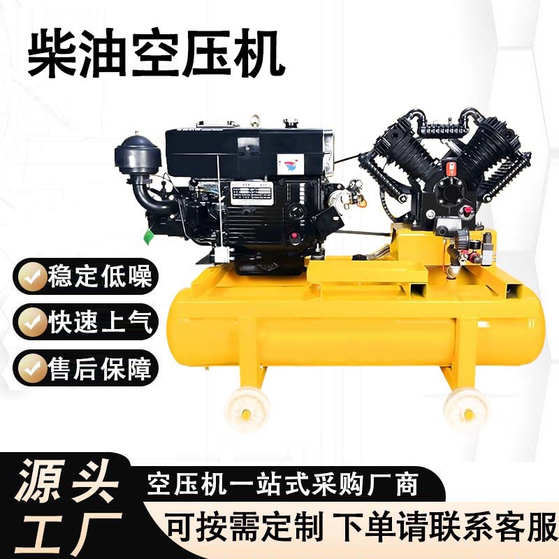 柴油机空压机移动式补胎打气泵空气压缩机1.05/16kg柴油空压机