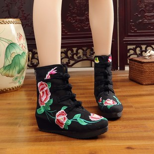 2020 autumn and winter factory genuine goods cloth boots vintage ethnic style embroidered single boots one-piece delivery