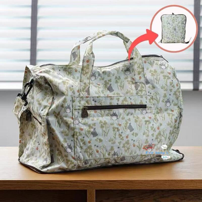Japanese-Style Cartoon Totoro Clover Full-Print Travel Bag Fresh Foldable Clothing Storage Bag Crossbody Luggage Bag Japanese-Style Cartoon Totoro Clover Full-Print Travel Bag Fresh Foldable Clothing Storage Bag Crossbody Luggage Bag