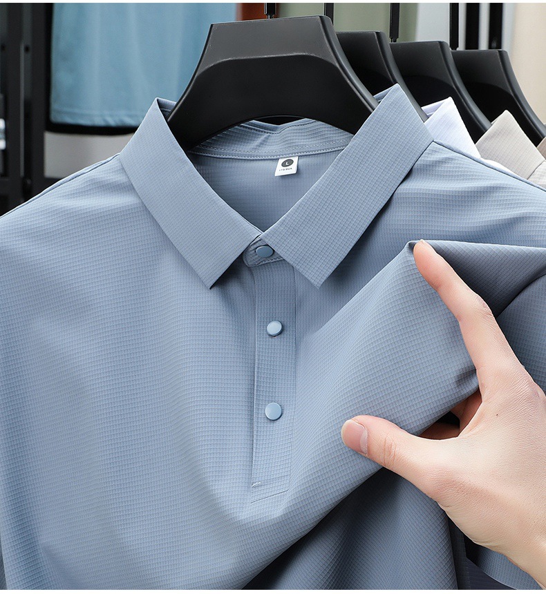 Ice Silk Polo Shirt Men Quick-dry Breathable Summer T-shirt_voghion.com