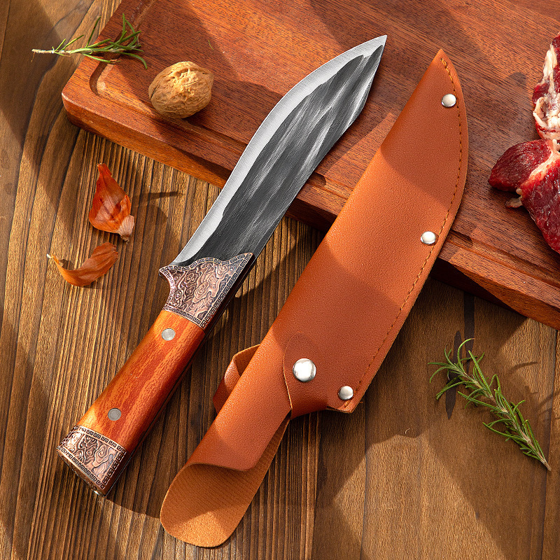 Fábrica directa de cuchillo de hueso de acero inoxidable forjado a mano cerdo matador cuchillo de corte de carne comercial de carne de vaca y ovejas