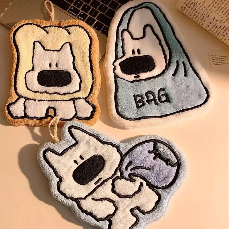 Cute Puppy Hand Towel, Hanging Type, Super Absorbent, Thickened Towel, Coral Fleece Hand Towel, Kitchen Bathroom S Cute Puppy Hand Towel, Hanging Type, Super Absorbent, Thickened Towel, Coral Fleece Hand Towel, Kitchen Bathroom S