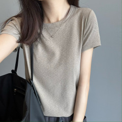 BI眼入単品 ~ 元単推奨ソフト綿カジュアル痩せ竹節生地半袖tシャツ女25夏
