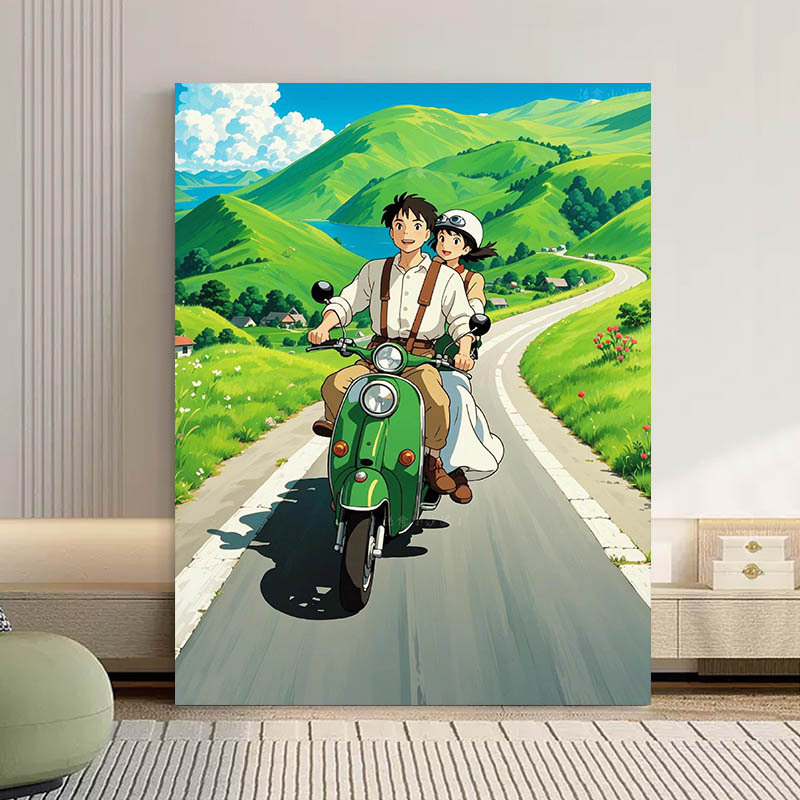 New Summer Miyazaki Digital Oil Painting DIY Hand-painted Healing High-end Living Room Decoration Painting Gift