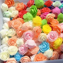 厂家直销3CM仿真泡沫玫瑰花朵手工材料DIY装饰花环假花花头批发