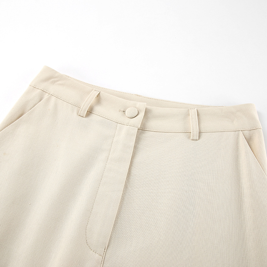 Women's Clothing commuting apricot cotton and linen vest vest wide leg pants two piece suit female 2024 summer deconstruction design suit_voghion.com