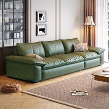 意式极简真皮沙发复古风沙发轻奢客厅简约小户型帆船复古直排皮艺