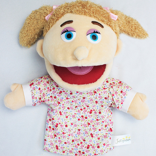 Role-playing family finger puppet toy, mouth-opening, moving plush toy, family early education, half-body character finger puppet
