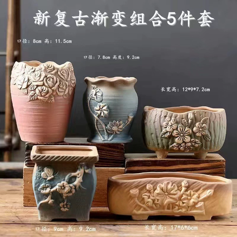 Creative Ceramic Flower Pot, Handmade Factory Direct, Assorted Decorative Designs, Small 7–10 cm