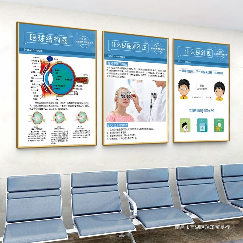 眼鏡店の壁面装飾画眼科病院は目の構造を描いています。|undefined