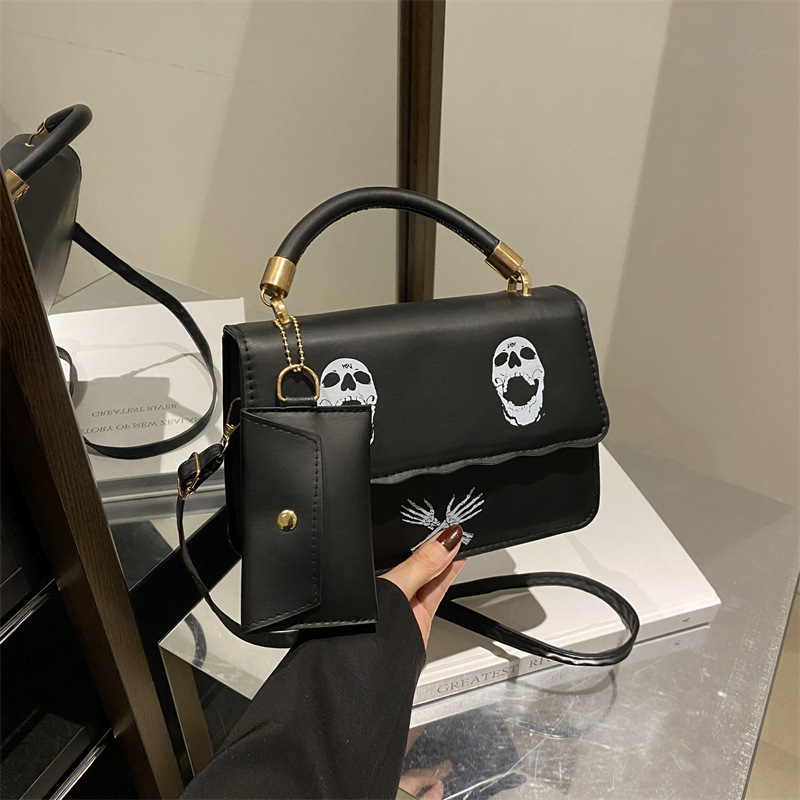 Textura bolso pequeño portátil bolso femenino nuevo bolso de hombro impreso de moda de moda bolso cuadrado pequeño de mensajero de un solo hombro de color de contraste moda