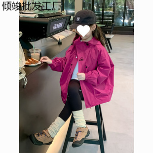 Girls' Jackets Spring Clothes 2025 New Style Children's Spring and Autumn Style Little Girls Sports Hooded Tops Trendy