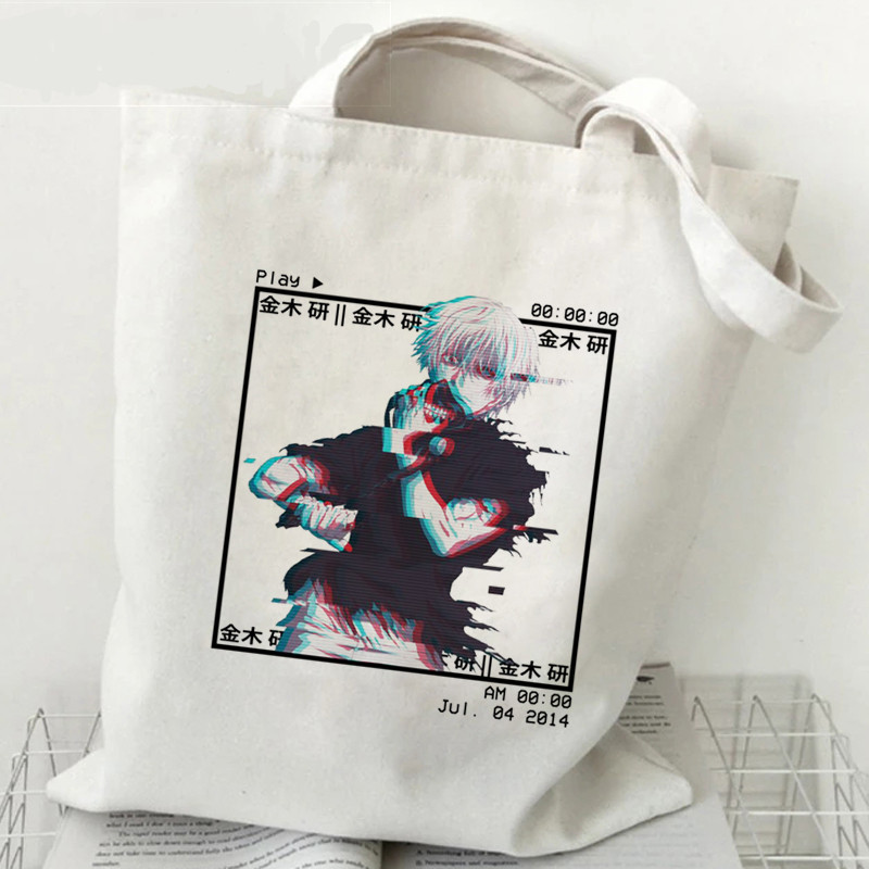 Cross-border foreign trade Tokyo Ghoul cartoon printed canvas bag Harajuku shoulder student hand shopping bag in stock