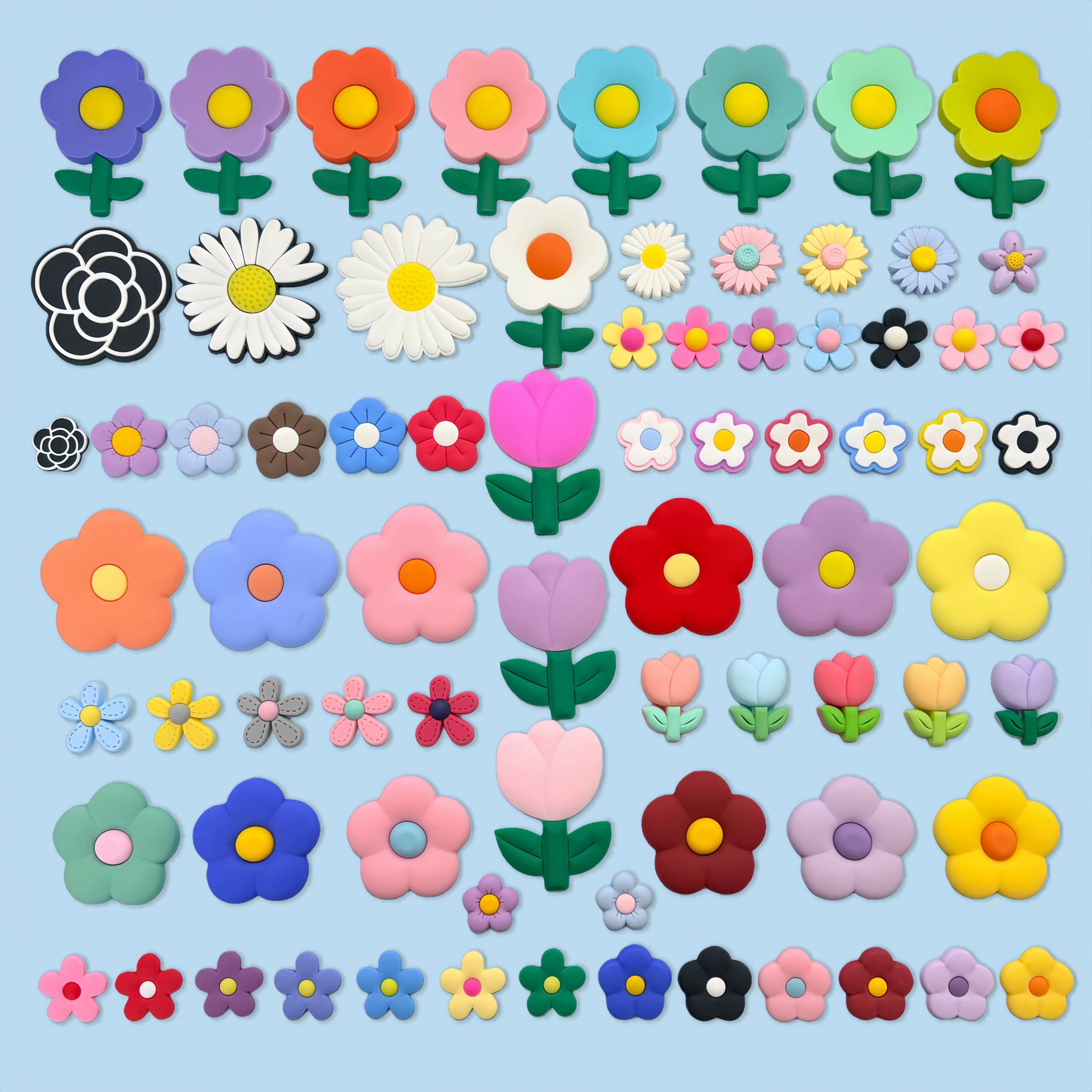 Набор для творчества: нашивки из ПВХ (мягкая резина) для чехлов для телефонов, сумок, одежды, обуви, с мультяшными цветами, для рукоделия