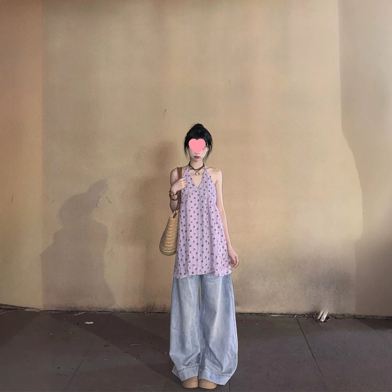 French-Style Purple Floral Sleeveless Vest Dress for Women, New Summer Model, Chic and Beautiful Waist-Cinching Tea Break Dress French-Style Purple Floral Sleeveless Vest Dress for Women, New Summer Model, Chic and Beautiful Waist-Cinching Tea Break Dress