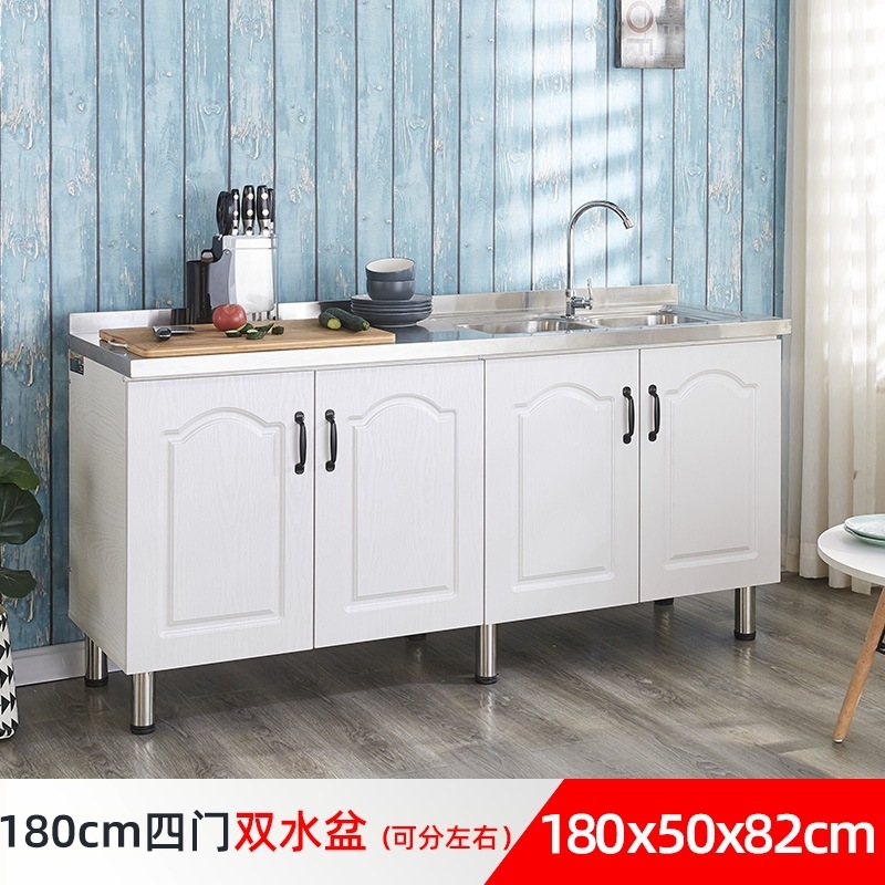 Economical Kitchen Stainless Steel Mobile Stove Cabinet Simple Rental Household Integrated Cupboard Small Cupboard Cabinet