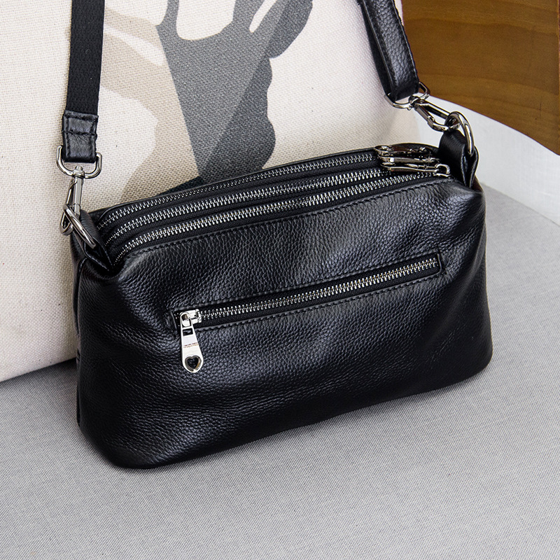 Women's 2025 New Trendy Multi-Zipper Multi-Layer Genuine Leather Shoulder Crossbody Bag Soft Top Grain Cowhide Handbag - Thumbnail 3
