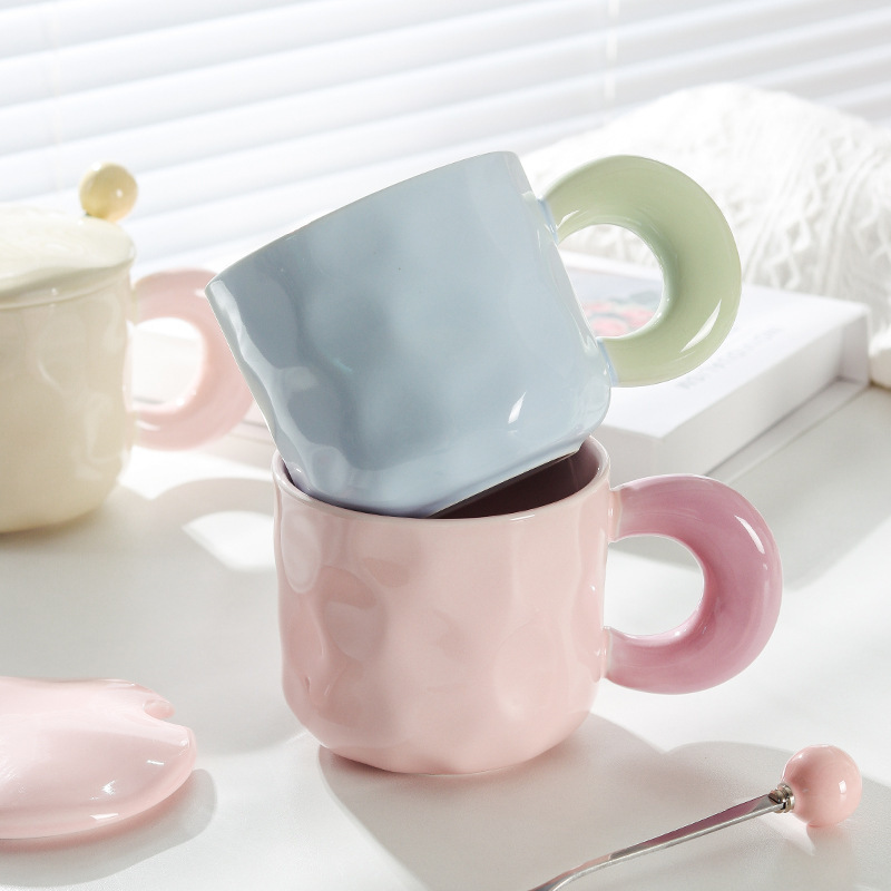 奶马克杯带盖勺可爱女生高颜值陶瓷咖啡杯子情侣办公室早餐杯夷陵|undefined