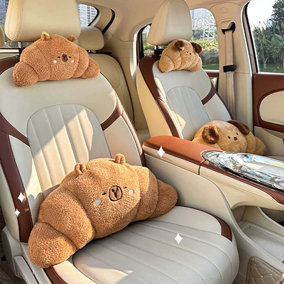 2025 New Car Headrest, Neck Pillow, Cute Car Lumbar Support, Creative Plush Car Seat Cushion, Lumbar Pillow