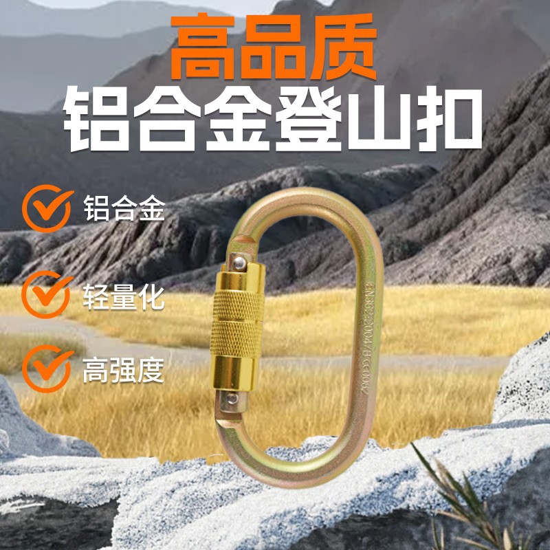 Outdoor Rock Climbing Rescue High-Altitude Carabiner High-Quality Aluminum Alloy Cave Exploration Equipment O-Shaped Main Lock Descender