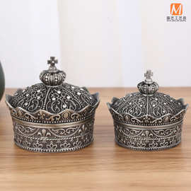 欧式复古皇冠珠宝盒创意精美镶砖玫瑰花公主礼品盒高档个性首饰盒