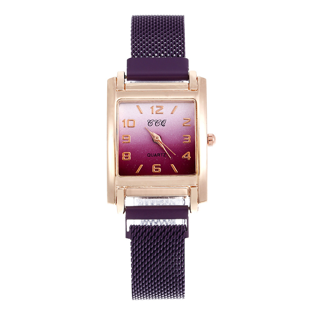 Montre à quartz avec boucle magnétique pour femmes, accessoire de célébrité sur Internet, minimaliste, carrée, numérique, nouvelle collection 2024_voghion.com