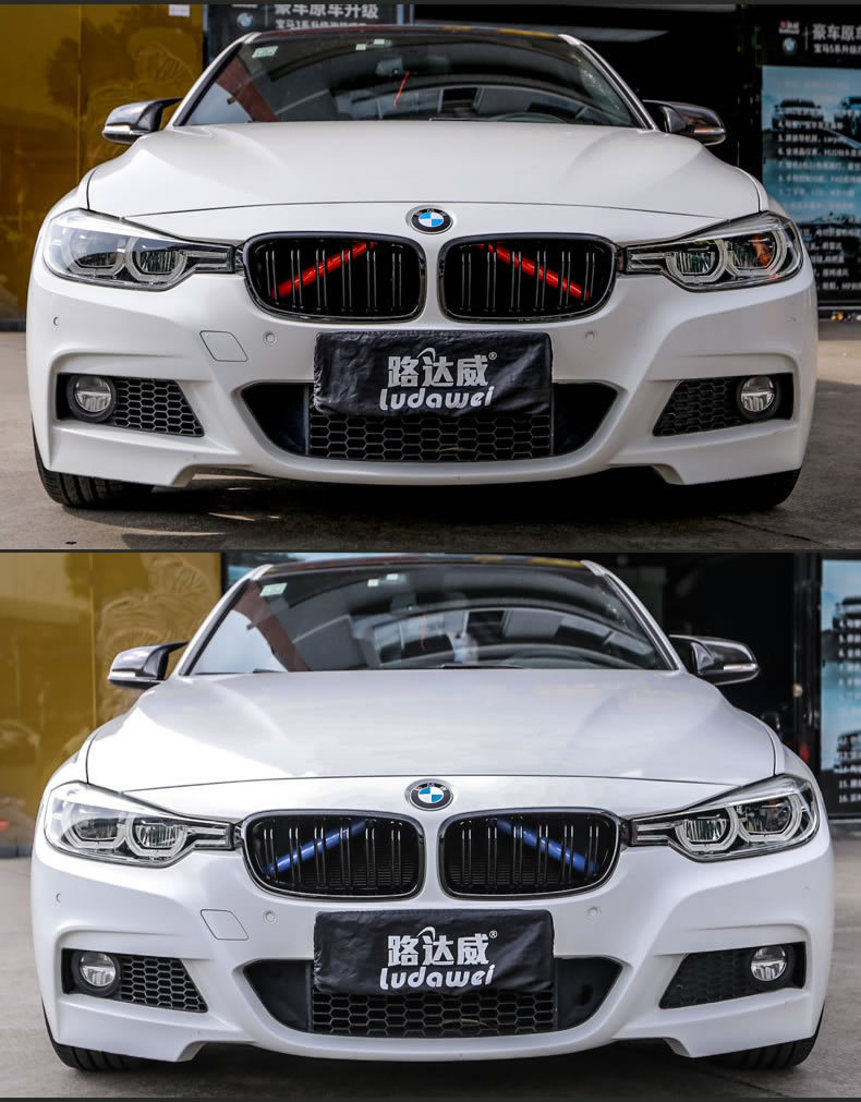 Suitable for Bmw Nose Hair Color Change 1 Series 3 Series 5 Series Five X3X4X1 Modified Grille Three-Color Strip Air Intake Grille Decoration